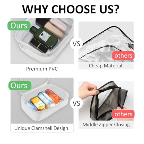 Moyad TSA Approved Toiletry Bag Clear Quart Size Travel Bags Makeup Bag - color: Beige, size: 2 Pack