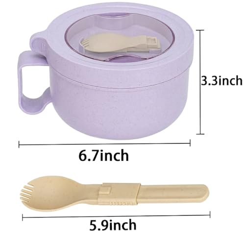 Unbreakable Microwave Soup Mugs with Lids and Handles,Microwave Ramen Bowl with Lid for Soup and Instant Noodles,Oatmeal, Gumbo, Salad,BPA Free (Lavender Purple) - color: Lavender Purple