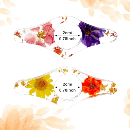 2PCS Pressed Flower Resin Bookmark Round Thumb Ring Page Holder Handmade Reading Bookmark Floral Book Accessory Gift for Book Lovers