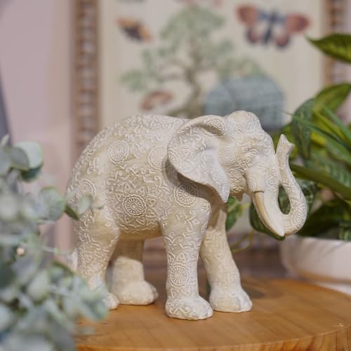 Guichifun Elephant Statue Decor, Cream, 7.25 x 3.25 x 5.75 Inch - color: Cream-elephant