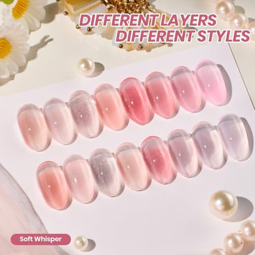 Beetles Nude Pink Gel Nail Polish Set, 8 Colors Jelly Gel Polish Kit - color: A - Sheer | Nude | Soft Whisper