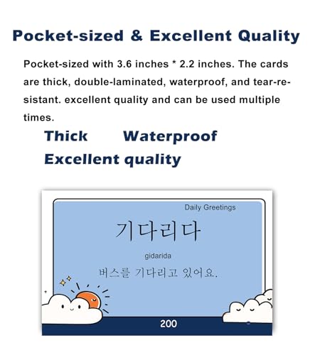 200 Essential Korean Words Vocabulary Flash Cards Flashcard for Beginners Adults | Learn Korean for Beginners Adult