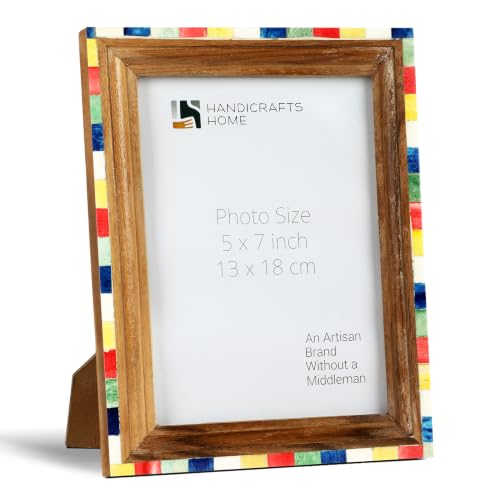 Handicrafts Home Handmade Bone Inlay & Wood Photo Frame Colorful Decor, 5x7 - color: FAIRGROUND-CIRCUS, size: 5X7