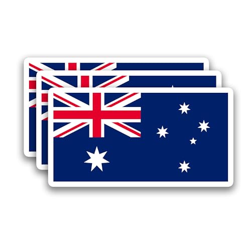 (3Pcs) Australian Flag Stickers – Australia Sticker Decals, 3" x 1.7" - color: Australia