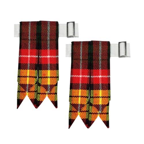 Men's Men's Tartans Kilt Flashes with Heavy Buckle Elastic Adjusters Fit - color: Buchanan-1p