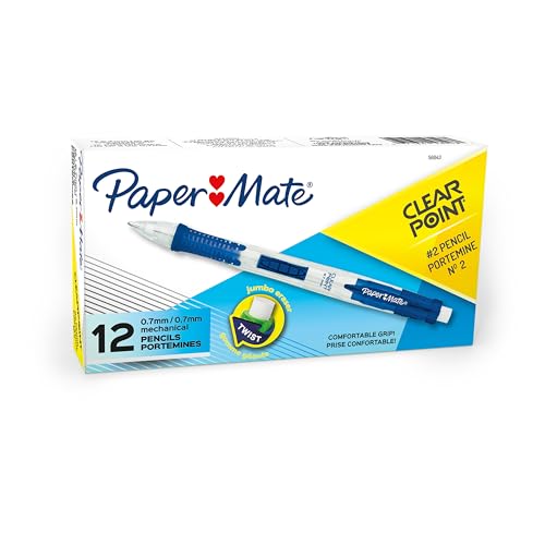 Paper Mate Clearpoint Mechanical Pencils, 0.7mm HB #2 Lead, Blue Barrels, 12 Count - Teacher Supplies, Journaling, Note Taking - size: 1 Count (Pack of 12)