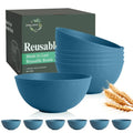 Wheat Straw Bowls 40OZ Set of 6,Unbreakable Plastic Bowls Set,Blue - color: Blue, size: 40 OZ
