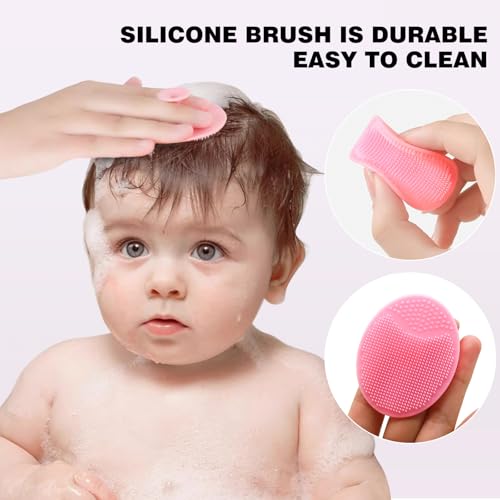 Baby Grooming Set，Baby Health Care Set Baby Brush Soft Bristles 3 Piece Baby Care Set Baby Hair Brush and Comb Set Baby Hair Brush Baby Comb Silicone Baby Cradle Cap Brush Set - color: 3pcs Pink
