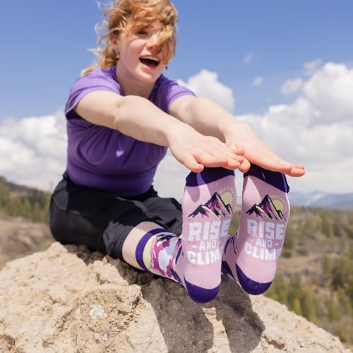 Lavley Women's Funny Socks Cute Novelty Gift for Women & Teens - color: Rise and Climb (Purple)
