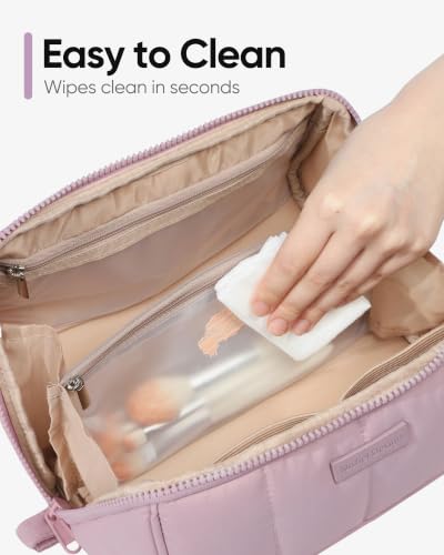NISHEL Travel Makeup Bag for women, Organizer Pouch Cosmetic Case - color: Peach-Pink