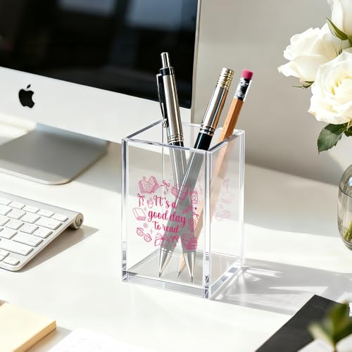 It's A Good Day To Read Pencil Holder for Desk Library Organization - color: Transparent36