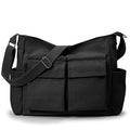 KALIDI Canvas Tote Bag Zipper Large Crossbody Shoulder Bag Messenger Bag - color: Upgraded Black