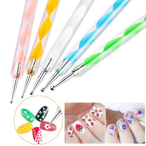 FULINJOY Nail Art Design 11PCS Kits - Resin Nail Art Palette, 5Pcs Nail Art Sculpture Pen Dual Tipped Silicone Nail Tools, 5Pcs Double Ended Nail Dotting Pens