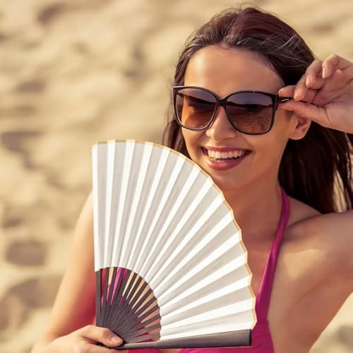 Traditional Chinese Calligraphy and Painting Fan - 10inch Folding Fan, Equipped with Gold-Dotted Xuan Paper, Suitable for Hand Painting, Decoration, and Collection，1Pcs