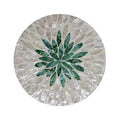 7.5" Mother of Pearl Shell Placemat, Round Decorative Charger Plate - color: Green leaf shell