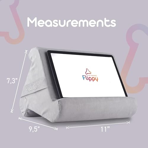 Flippy Original Tablet Pillow Stand & iPad Holder, Gift for Book Lovers & Readers, Multi-Angle Stand with Storage for Lap, Desk & Bed, Compatible with Kindle, Fire, iPad & Samsung, Greyster - color: Greyster 4.0