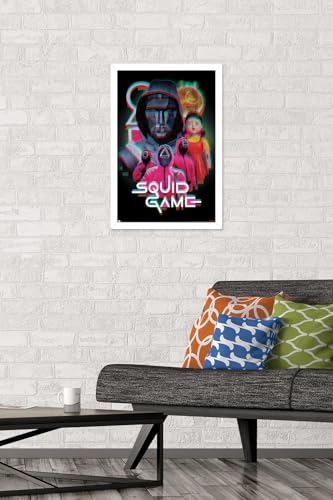 Trends International Netflix Squid Game: Season 2 - Group Glitch Wall Poster, 22.4L x 14.7W, White Framed Version - color: White Framed Version, size: 22.4"L x 14.7"W