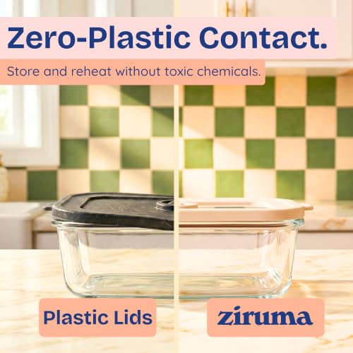Non-Toxic Glass Food Containers with Lids, 4-Pack, 35 oz, Airtight, Beige - color: Beige, size: 35 Oz