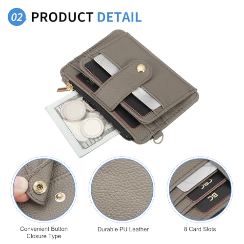 Small Credit Card Wallet PU Leather Card Holder Grey Brown - color: Grey Brown