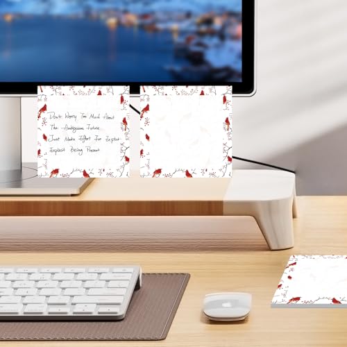 Cute Sticky Notes 3 x 3 in, 2 Pack Self Stick Note Pads with Fun Patterns, Strong Adhesive Memo Pads for Office School Home, 80 Sheets per Pad Red Bird - color: Red Bird