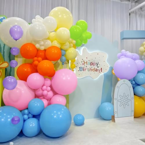 Colorful Rainbow Balloon Arch Kit, Multicolor Birthday Bright Balloons - color: Pastel Rainbow Kit