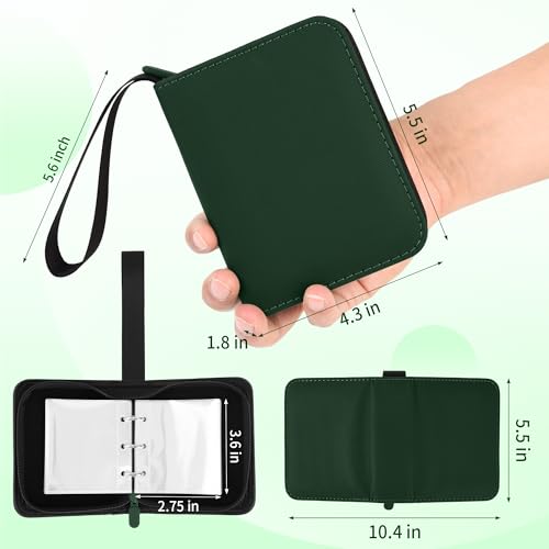 1 Pocket Card Binder with Zipper, 100 Pockets Mini Trading Card Album, Premium PU Leather Single Card Binder, Small Display Folder for TCG & Sports Cards-Green - color: Green