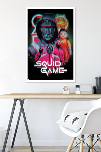 Trends International Netflix Squid Game: Season 2 - Group Glitch Wall Poster, 34L x 22.4W, White Framed Version - color: White Framed Version, size: 34"L x 22.4"W