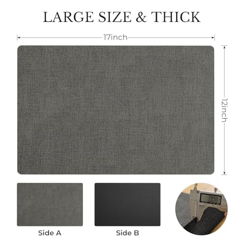 Romanstile Vinyl Placemats Set of 6, Reversible Faux Leather Wipeable Table Mats - color: Grey-black, size: PCS6