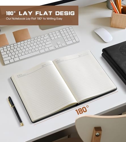 Biuwory Leather Journal Notebook,256 Thick Lined Pages,Hardcover 5.7"×8.3" - color: Black, size: Lined-256 Pages (5.7"×8.3")