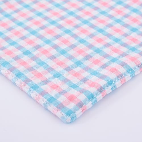 RUTH&BOAZ Plaid, Embroidery 100% Cotton Fabric Coasters for Drinks and Home Dinners/Set of 6/4" Square (Seersucker Blue) - color: Seersucker Blue