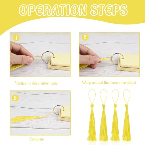 100 Pcs Bookmark Tassels Bulk Yellow Soft Craft Silky Handmade Mini Tassels for Jewelry Making with Loops for DIY Craft Accessory Dress Decoration - color: Yellow