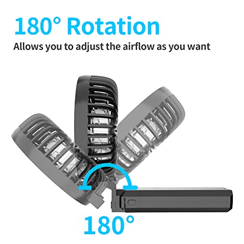 HandFan 5200mAh Portable Fan Handheld, 6 Speeds Hand Held Fan 180° Foldable Personal, Battery Operated USB Rechargeable, Handle Separate Design for Travel/School/Outdoors/Indoors (6 Speeds Black) - color: Clear‑Blade Midnight Black