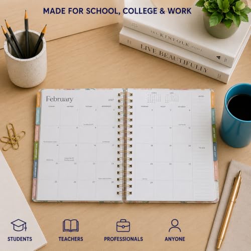 WORLD TRAVELER Academic Planner School Organizer Jul 2026-Dec 2027, 7"x9" - color: Multi Blooms