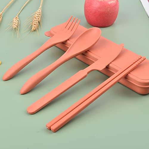 Zoyiancy 4 Sets Cutlery Set, Reusable Spoon Knife Fork Chopsticks Lunch Box - color: Standard, 4 Colors