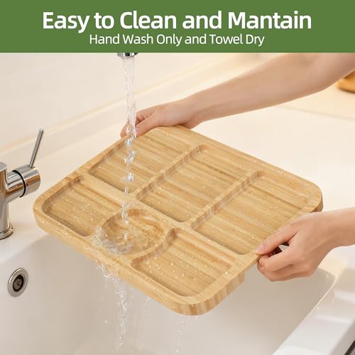Charcuterie Board with Lid, Bamboo 6‑Compartment Portable Serving Platter - color: 6 Compartments-rectangular