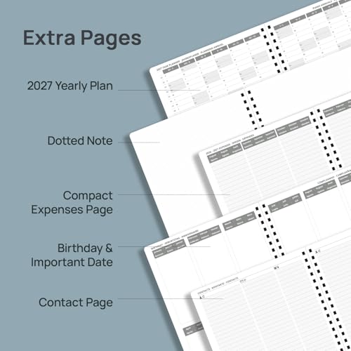 POPRUN 2027 Daily Planner One Page Per Day, Large 8.5" x 12" Calendar Book - color: Navy Blue, size: Large - 8.5" x 12", style: Calendar Year 2027