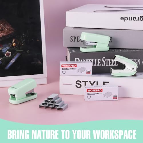 WORKPRO Small Stapler with Staples, Mini Green Stapler Set for Desk - color: Green