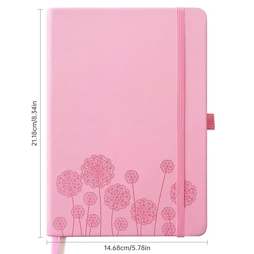 Notebook Journal for Women,A5 Hardcover Leather Journaling Notebooks for Work,200 Pages Travel Journal for Women Men with Pen Holder and Ribbon,5.78"×8.34"(Pink) - color: Pink