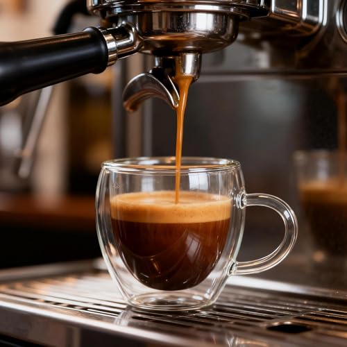 2.5oz Espresso Cups Set of 4, Small Expresso Shot Glass, Clear Expresso Coffee Cup with Handle, Double Wall Insulated Espresso Mugs,Tazas De Cafe Expreso, Suif for Espresso Machine Accessories - size: 2.5oz-4pack