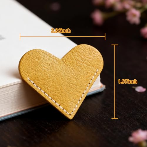 Leather Heart Bookmarks, HOMTEK 6pcs Cute Corner Page Book Marks for Reading Women, Book Lovers Teachers Students, Cute Handmade Reading Gifts(Love A-6pcs) - style: Love A-6PCS
