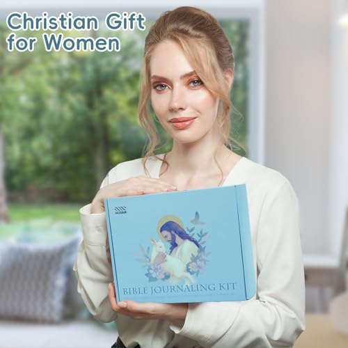 XKDOUS 50 Bible Study Supplies Journaling Kit with Journal and Case, Blue - color: Blue