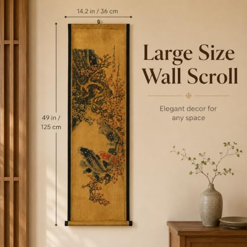 Wall Art Poster Prints Painting Scroll Decor Winter Plum Blossom Koi Fish - color: D4