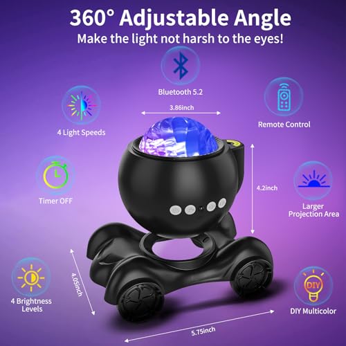 ENOKIK Galaxy Projector Night Light, Star Bluetooth Speaker, Solid Black - color: Solid Black