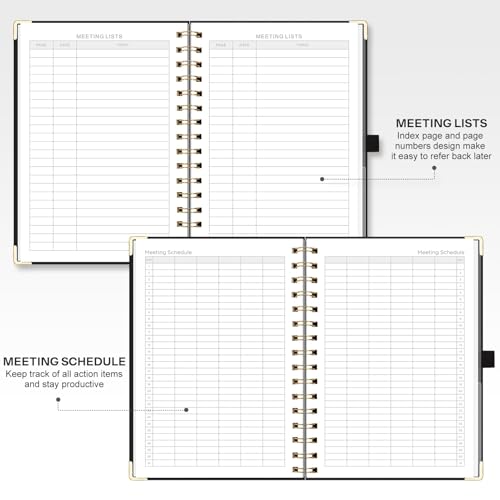 EMSHOI Meeting Notebook Agenda, 140 Pages, A5 Size (6" x 8.3") - color: Black, size: A5