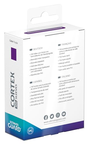 Ultimate Guard Cortex Outer Card Sleeves, 100 Standard Size TCG Sleeves, 66 x 91mm, Purple Back, Glossy Finish, No PVC & Acid-Free, High Clarity - color: Purple, size: Standard Glossy