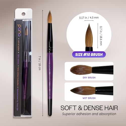 PANA Pure Kolinsky Hair Acrylic Nail Brush - Round Shape Black Ferrule with Purple Wood Handle (Size 10) - color: Purple, size: Size 10
