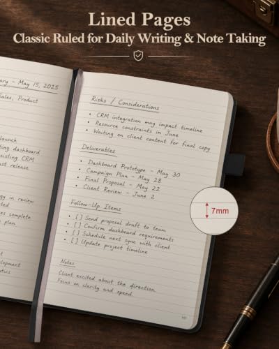 Lined Hardcover Leather Journal Notebook: A4 Journal for Women Men, Black - color: Black, size: 8.5"x11"