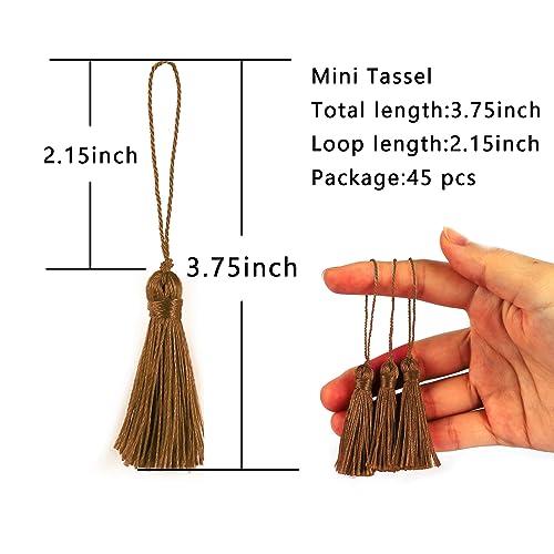 BEL AVENIR 45 pcs Mini Bookmark Tassels 3.75inch Silky Key Tassel-Coffee - color: 37# Coffee