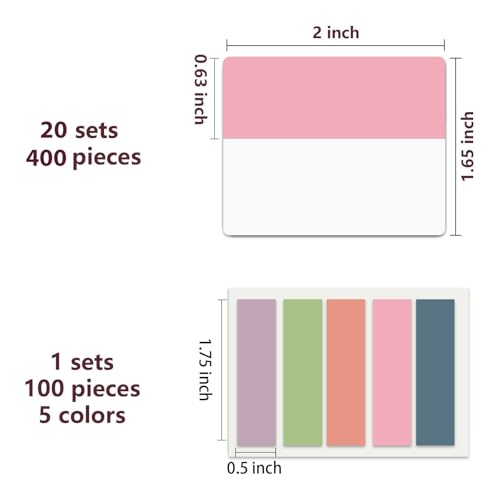 ELII 500 PCS Book Tabs 2 Inch Sticky Index Tabs,Colored Page Markers - color: Blossom, size: 500