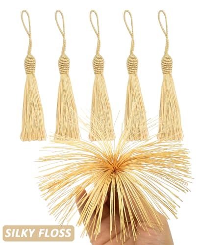 50 Pieces Tassel Bookmark with Loop,Tassels for Crafts,Decorative Tassel for Keychain Jewelry Making Curtain Blanket Graduation Decoration Wedding Favors (Black) - color: Black